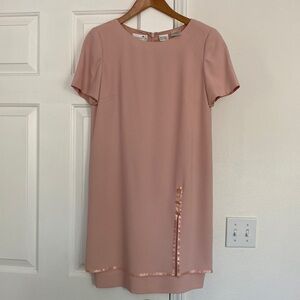 Liz Claiborne vintage pastal pink shirt dress with button embellishments.